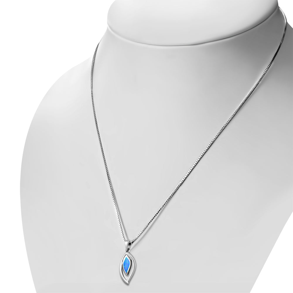 Synthetic Opal Drop Silver Pendant