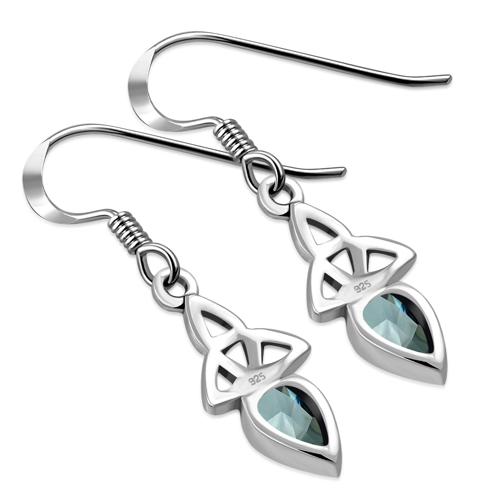 Blue Topaz CZ Trinity Silver Earrings