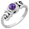 Amethyst Stone Spiral Silver Ring