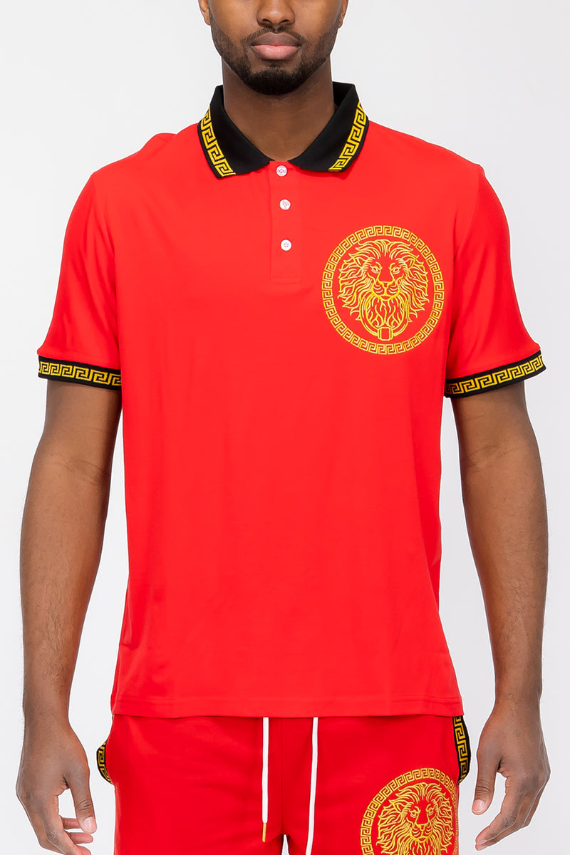 Polo tête de lion brodé