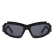 Moonhaze - Futuristic Rectangle Geometric Chunky Sport Wrap Around Sunglasses