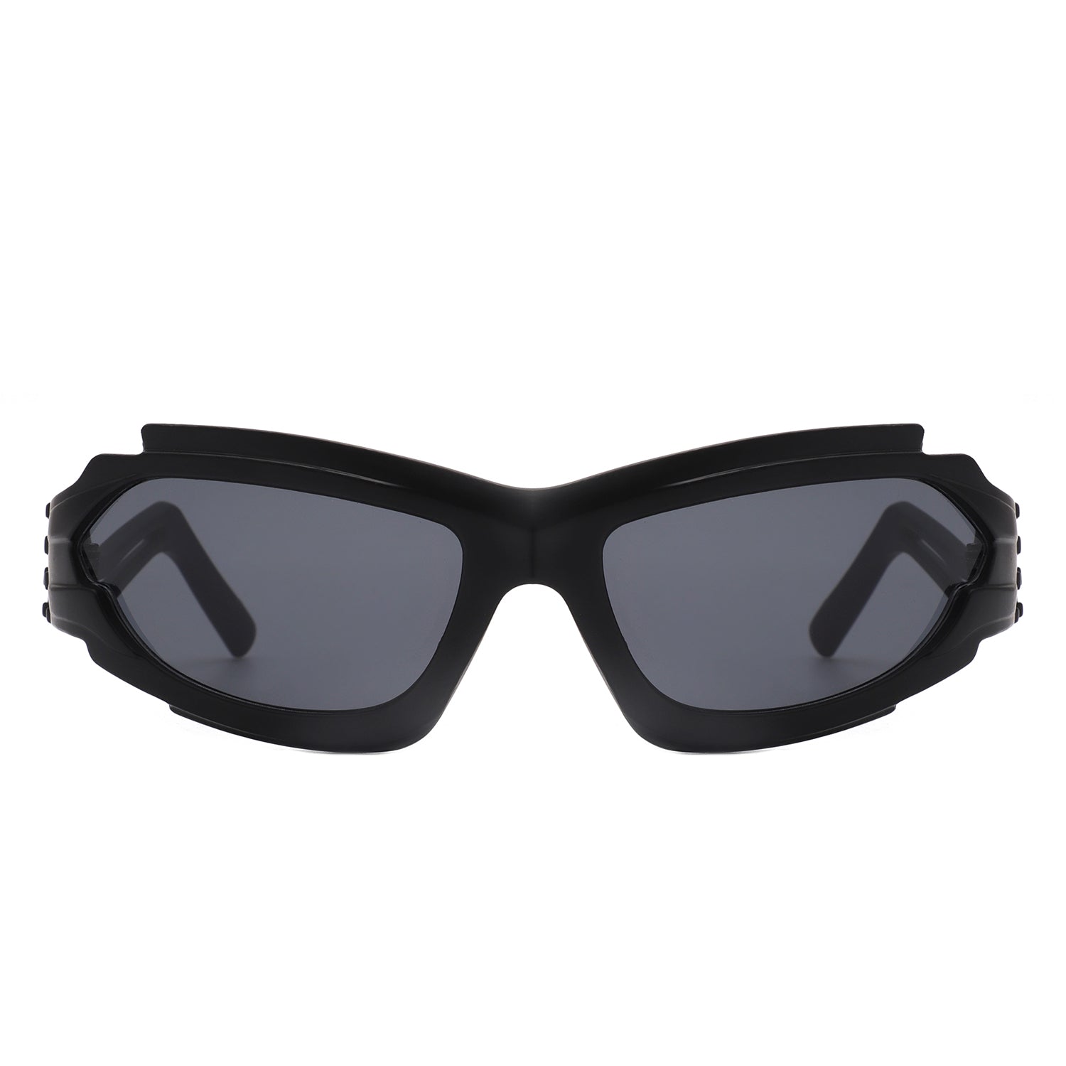 Moonhaze - Futuristic Rectangle Geometric Chunky Sport Wrap Around Sunglasses