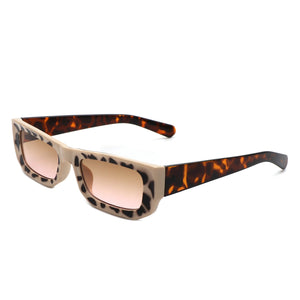 Alabaste - Rectangle Narrow Flat Top Fashion Tinted Slim Sunglasses