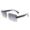 Jadesoul - Rectangle Retro Rimless Tinted Fashion Vintage Square Sunglasses