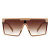 Vitalize - Oversize Retro Square Flat Top Tinted Fashion Women Sunglasses