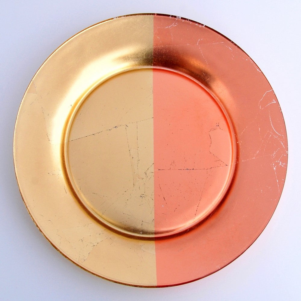 GILT MEZZO Set/4 Gold/Rose Dinner Plates