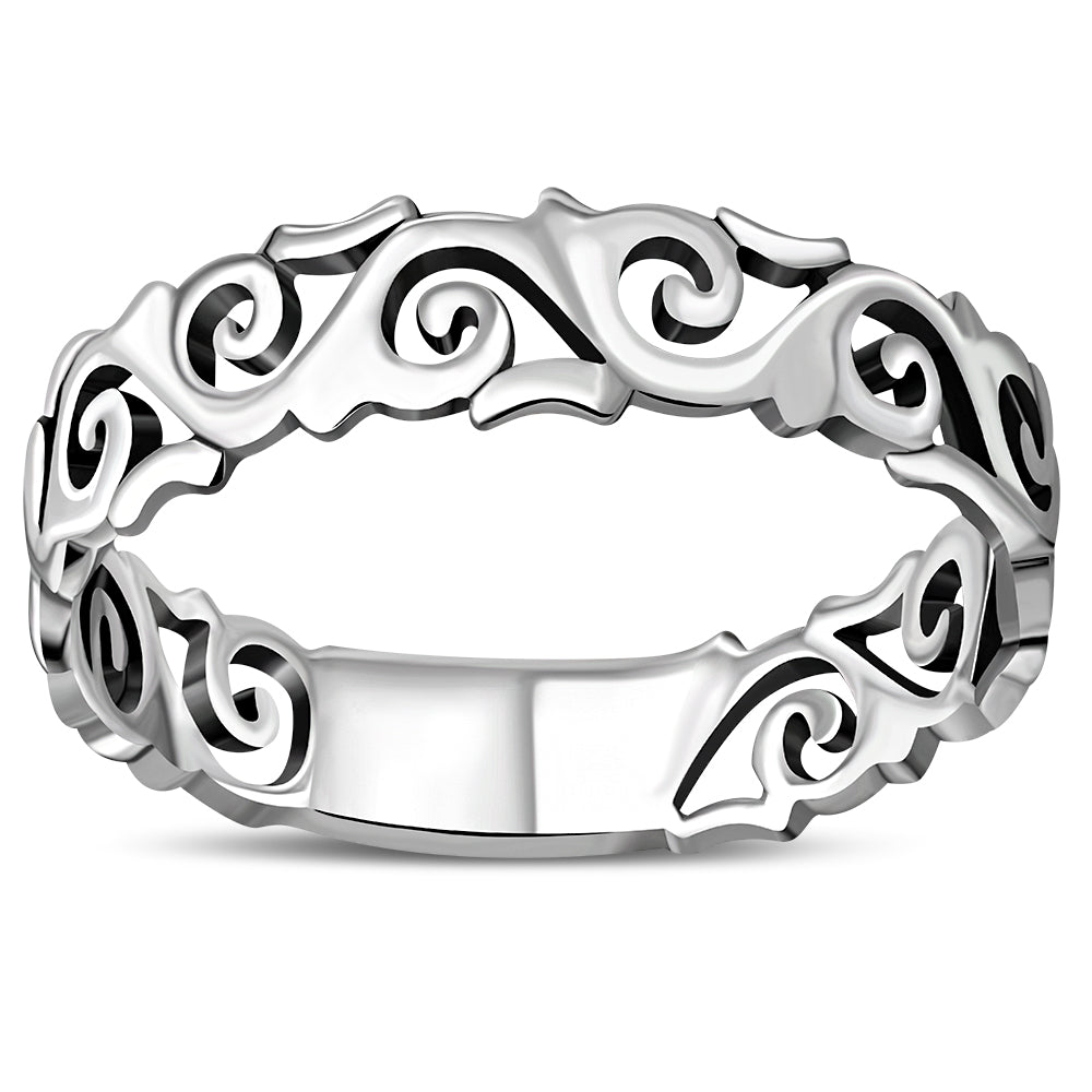 Bague en argent sterling avec vagues