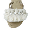 White Pom Pom Fringe - Women's Mid Wedge Flip Flops