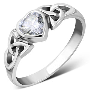 Bague en argent avec nœud Trinity CZ transparent