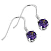 Amethyst CZ Round Sterling Silver Dangling Earrings