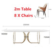 Italian Gold Modern Marble and Stainless Steel Table 6 Chairs