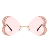 Quixotia - Rimless Butterfly Heart Shape Tinted Fashion Women Sunglasses