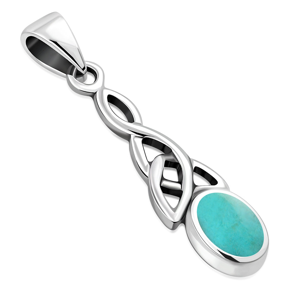 Pendentif en argent de la Trinité celtique turquoise