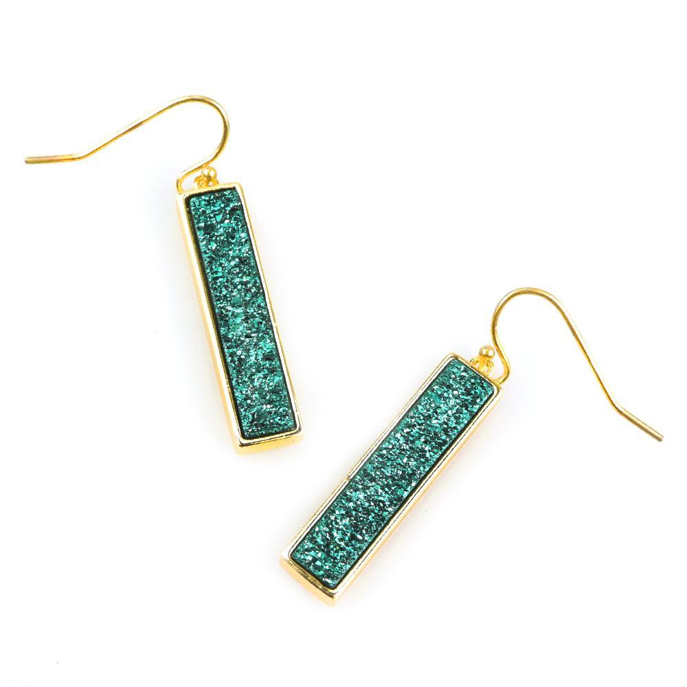 Bethany Druzy Bar Earrings in Gold