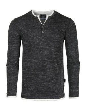 ZIMEGO Men's Long Sleeve Double Layered Y-Neck Fashion Henley - ZGLS247