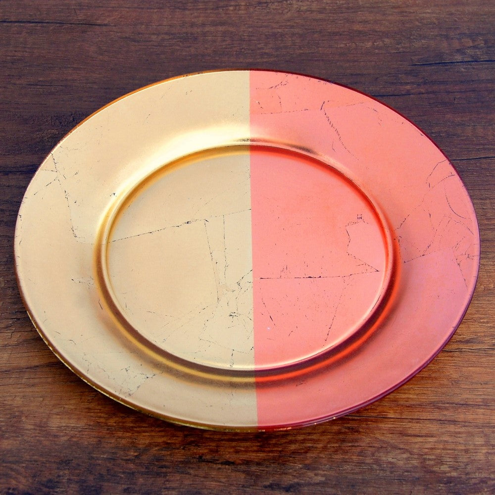 GILT MEZZO Set/4 Gold/Rose Dinner Plates