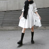 Hotaru Long Sleeve Pleated Shirt Dress - White