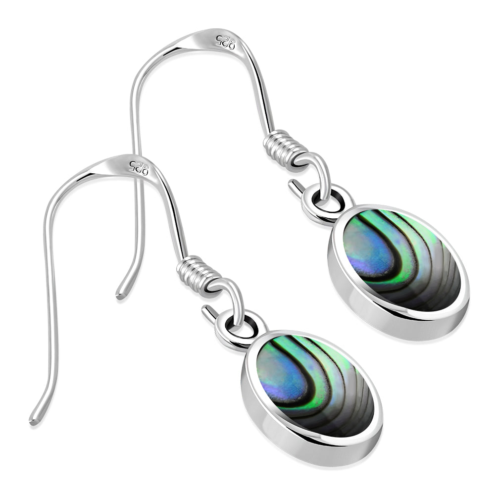 Abalone Shell Oval Silver Earrings