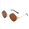 Bluewave - Rimless Retro Round Geometric Frameless Tinted Fashion Sunglasses