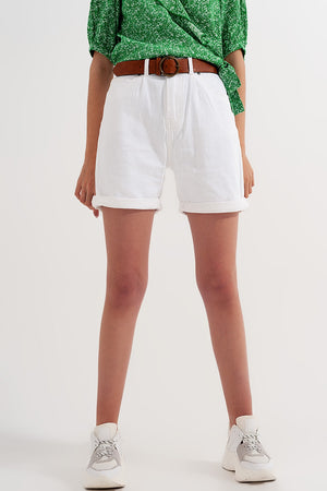 Denim Mom Shorts in White