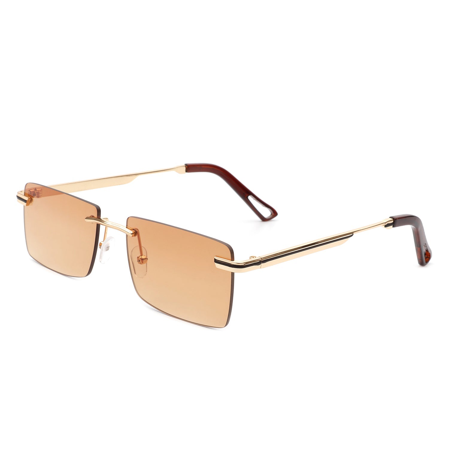 Vibrante - Rectangle Rimless Retro Tinted Fashion Flat Top Sunglasses