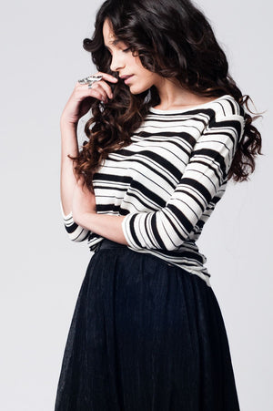 Black Striped Knit Sweater