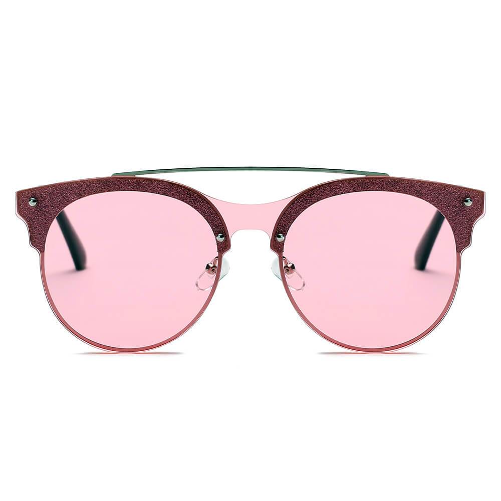 ENDICOTT | Round Circle Brow-Bar Tinted Lens Sunglasses