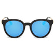 FINDLAY | Women's Retro Mirrored Lens Horned Rim Round Sunglasses