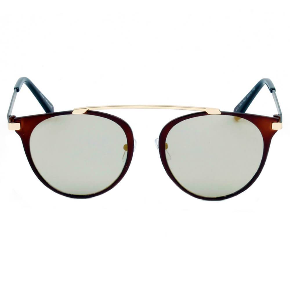 FRISCO | Modern Horn Rimmed Metal Frame Round Sunglasses