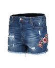 ZIMEGO Short classique en jean vieilli taille moyenne pour femme