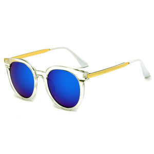 FINDLAY | Women's Retro Mirrored Lens Horned Rim Round Sunglasses