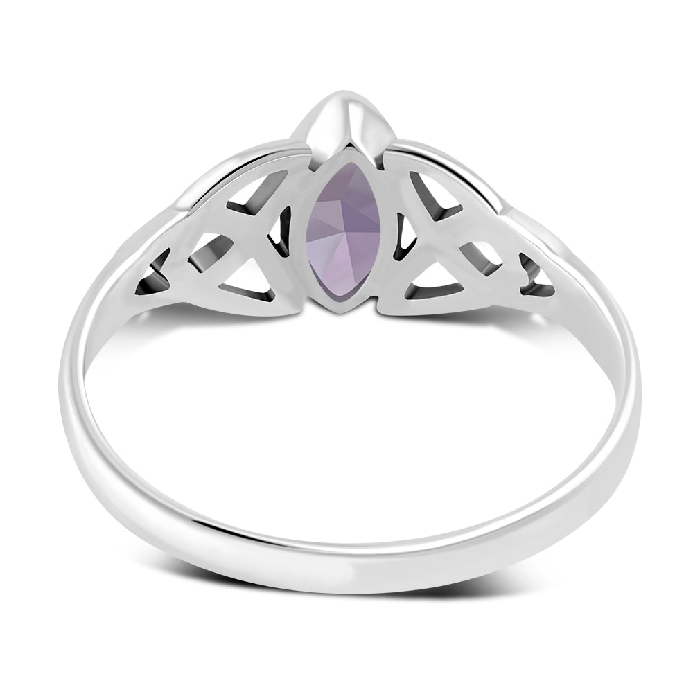 Silver Celtic Ring Set W/ Amethyst Stone