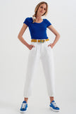 High Rise Mom Jeans With Pleat Front in White