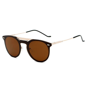 INDIO | Retro Mirrored Brow-Bar Design Circle Round Fashion Sunglasses