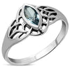 Celtic Knot Blue Topaz CZ Silver Ring