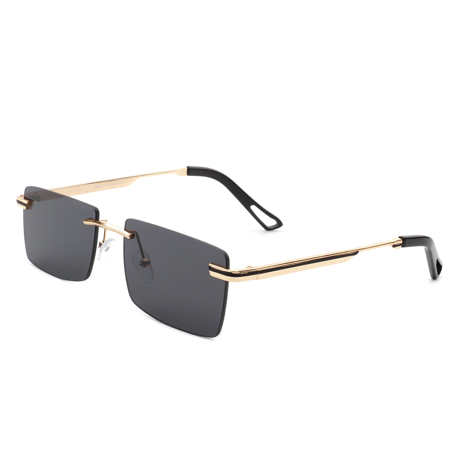 Vibrante - Rectangle Rimless Retro Tinted Fashion Flat Top Sunglasses