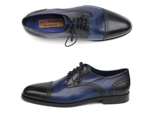 Paul Parkman Chaussures Derby Parliament bleues pour hommes avec tige en cuir et semelle en cuir