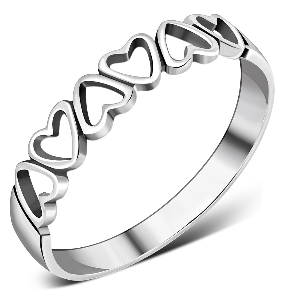 Bague coeur unie en argent