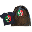 Kid's Cape and Shirt- Luchador Rojo + Verde - Red + Green Mexican Wrestler Combo