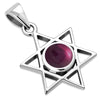 Garnet Star of David Silver Pendant