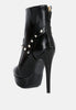 Dejang Metal Stud Embellished Faux Leather Ankle Boot