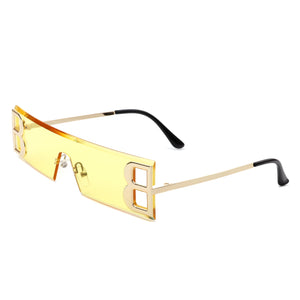 Rainbowx - Rimless Rectangle Flat Top Tinted Fashion Sunglasses