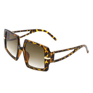 Jasmoria - Oversize Square Geometric Irregular Flat Top Women Sunglasses