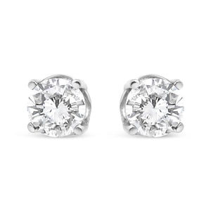 14K White Gold 3/4 Cttw Lab Grown Diamond 4-Prong Classic Stud Earrings