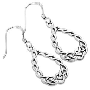 Celtic Drop Shape Silver Earrings