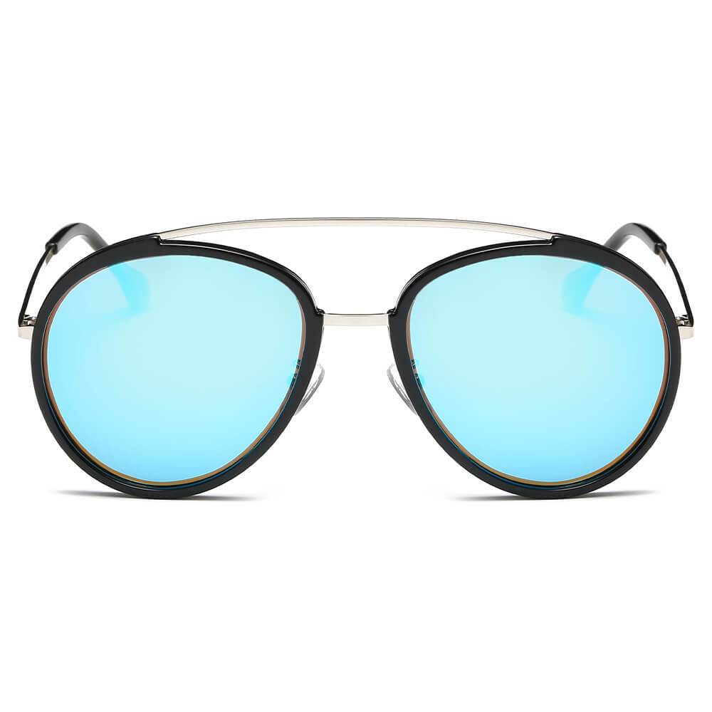 FARMINDALE | Polarized Circle Round Brow-Bar Fashion Sunglasses