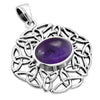 Amethyst Oval Celtic Knot Silver Pendant