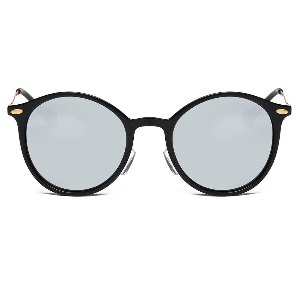 DEWITT | Retro Horn Rimmed Keyhole Bridge Round Sunglasses Circle