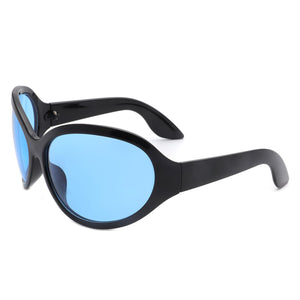 Quinlan - Women Oversize Round Wraparound Fashion Sunglasses