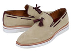 Paul Parkman Men's Smart Casual Tassel Loafers Beige Suede (ID#181-BEI-SD)